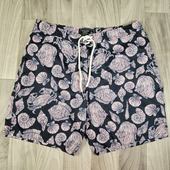 Abercrombie & Fitch Other - Abercrombie & Fitch Swim Trunks Mens 33 Lined Pockets Blue Pink Sea Life